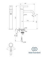 MEDIDAS MONOMANDO LAVABO ALTO JOY IDEAL STANDARD